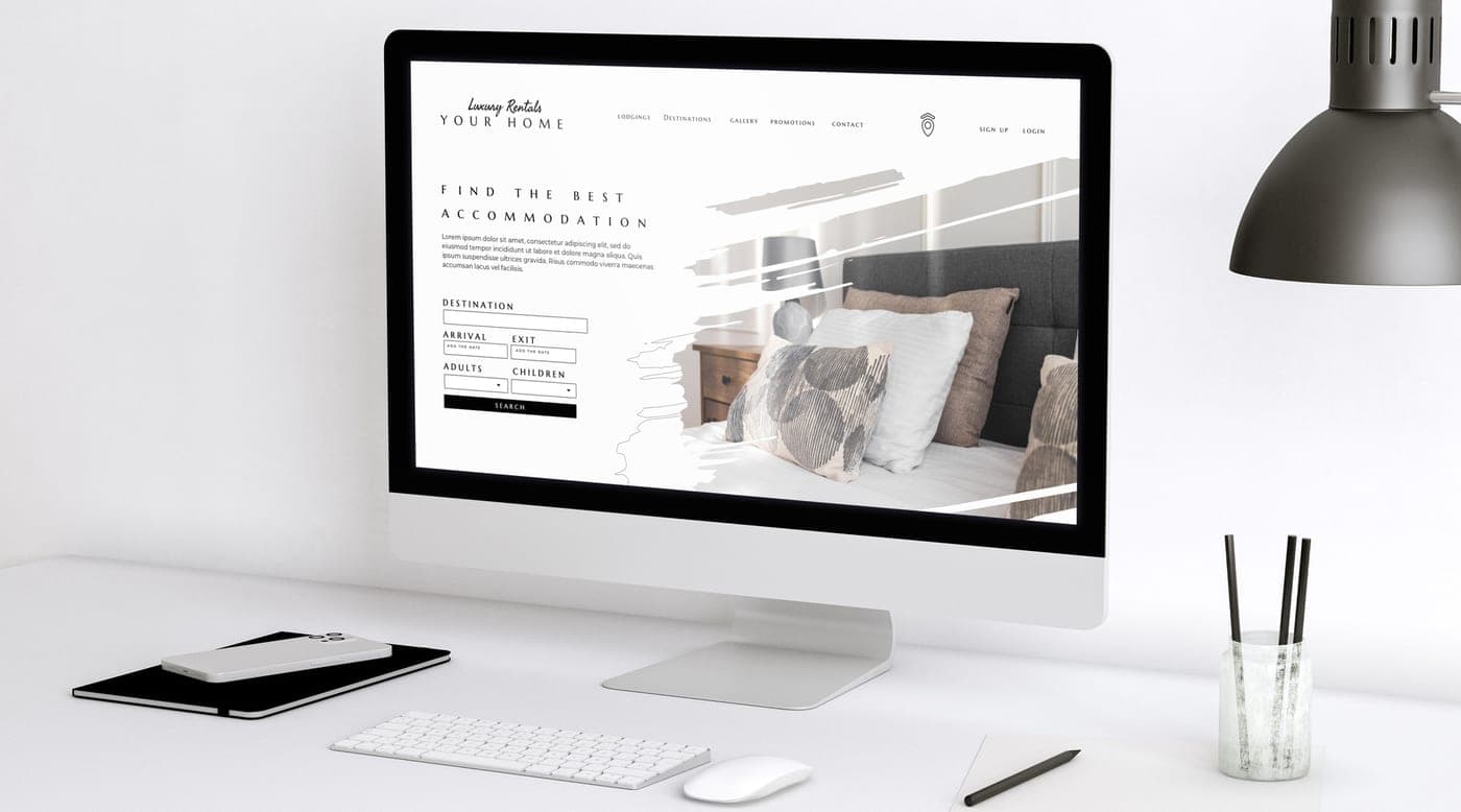 Business website shown on a laptop